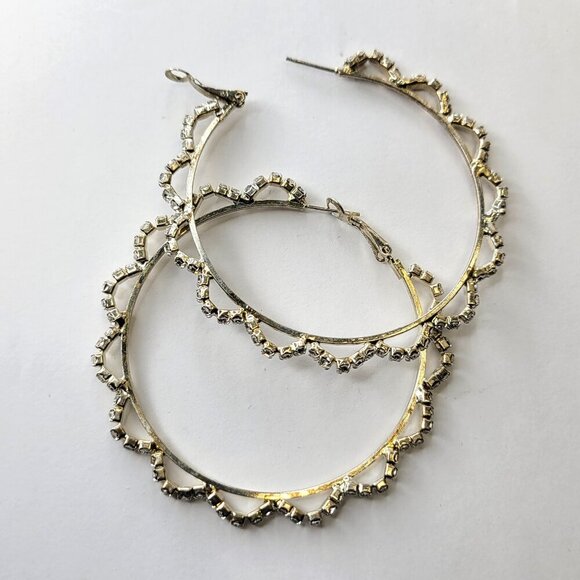 Silver with Crystal Hoop Earrings - Picture 2 of 4